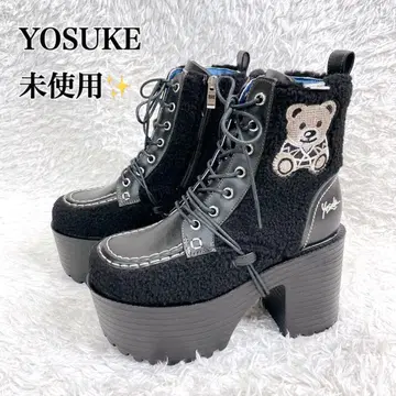 요스케 통굽 부츠 YOSUKE 레이스업 부츠 숏 곰 자수 M