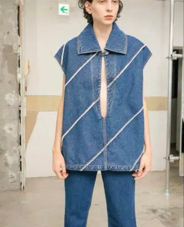 [ 미사용 새상품 ] PERVERZE 퍼버즈 데님 베스트 프리 사이즈