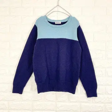 BEAMS BOY 쿨넥 긴팔 니트 스웨터 투톤 컬러