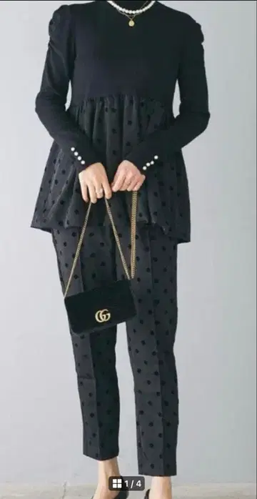 블랙 도트 무늬 셋업 Frene 새상품