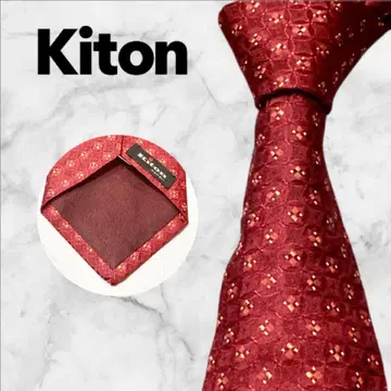 Kiton/키튼 넥타이 보르도 코몬 무늬 박스 있음 두께감 와인 레드