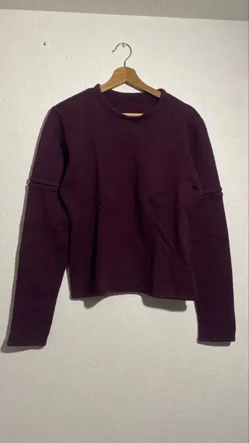 빈티지 퍼플 긴팔 니트 스웨터 크롭 기장