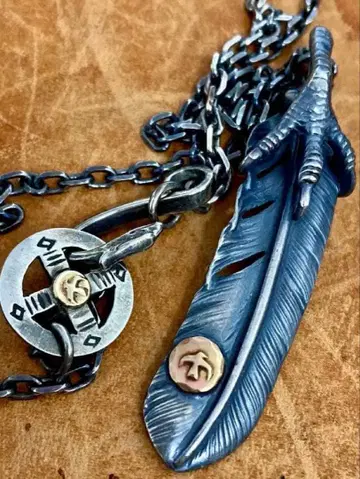 고로즈 은 손톱 메탈 부착 특대형 페더 이글 후크 세미 와이드 체인 세트