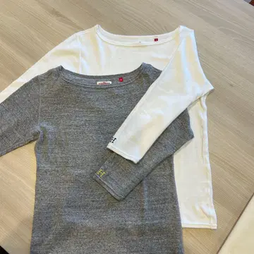 할리우드 런치마켓 보트넥 7부 소매 티셔츠 2가지 색상 세트