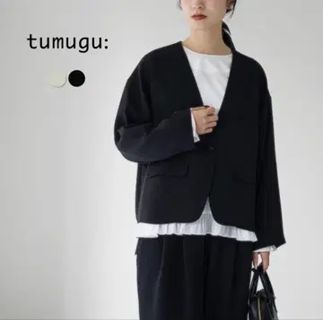 tumugu 포멀 2세트 소아펄 노카라 자켓 & 긴팔 블라우스