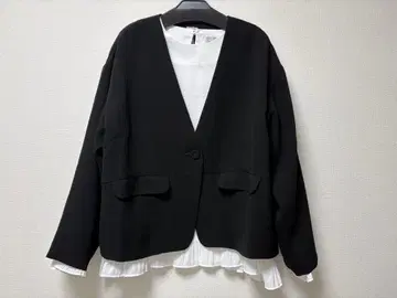 tumugu 포멀 2세트 소아펄 노카라 자켓 & 긴팔 블라우스