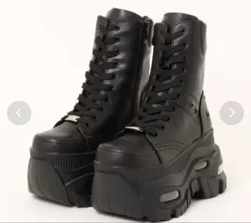 YOSUKE 통굽 에어 쿠션 부츠 블랙