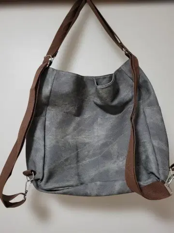 [새상품 미사용] 캔버스 백 A4 사이즈 대용량 2way 인조 가죽