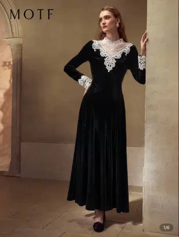 MOTF 벨벳 블랙 롱 원피스