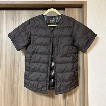 워크맨 워셔블 퓨전 다운 하프 반팔 베스트 M 브라운