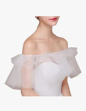 브라이덜 케이프 오프숄더 화이트 웨딩 신부 볼레로 결혼식