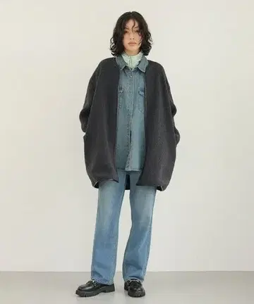 LEPSIM 다크 그레이 플리스 코트