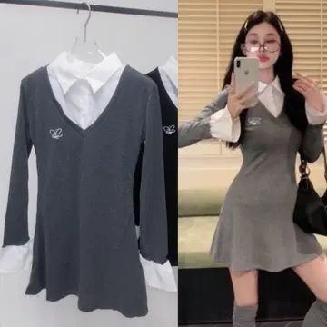 왕홍풍 레이어드 미니 원피스