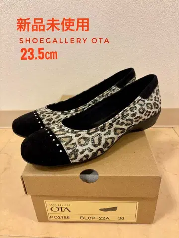 미사용 새상품 OTA 레오파드 무늬 플랫슈즈 23.5cm 펌프스
