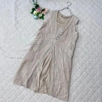 블랑바스크 [ M 상당 ] 코튼 린넨 슬리브리스 원피스 V넥 어른