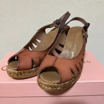 가이모 gaimo 천연 가죽 에스파드리유 샌들 카멜 웨지솔