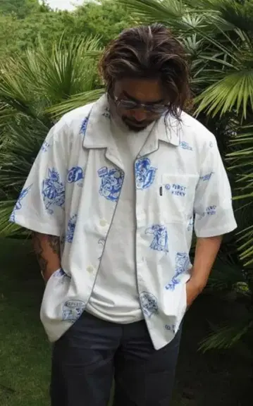 부루코 BLUCO 파자마 셔츠 타투 패턴