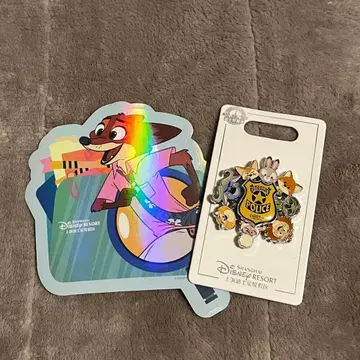 상하이 디즈니 주토피아 핀 배지 스티커 세트