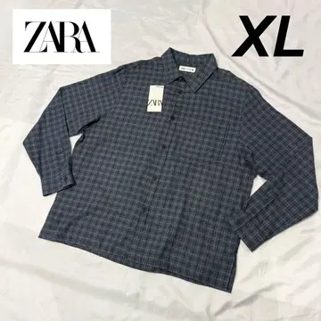 ZARA 네이비 긴팔 체크 셔츠 오버 사이즈 새상품 XL 루즈