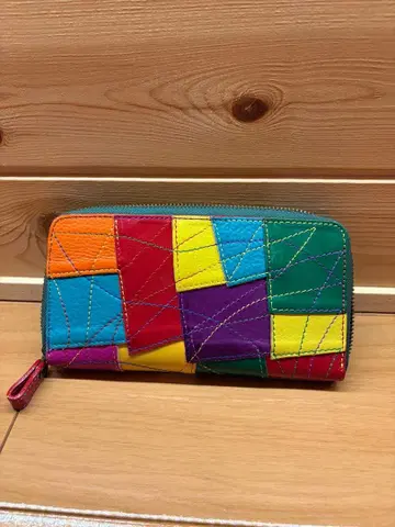 패치워크 멀티 컬러 롱 지갑