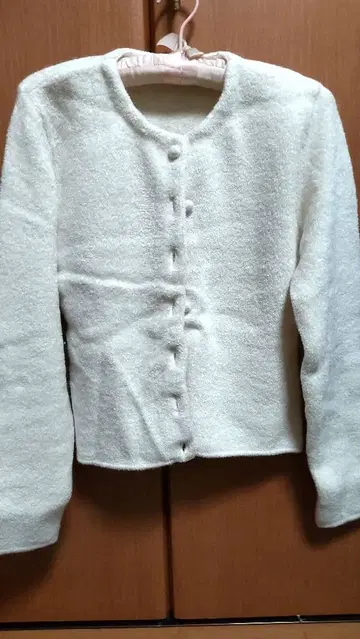 레어 일본제 프라이빗 라벨 화이트 모 소재 긴팔 가디건