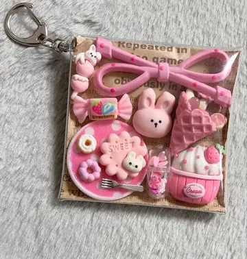 가챠 파우치 [ 핑크 토끼 크레이프 토끼 쿠키 ]