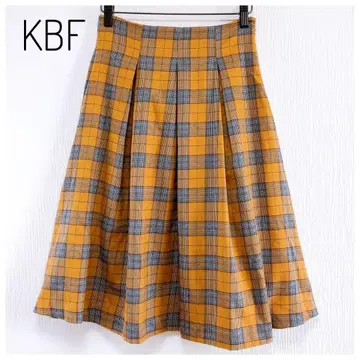 KBF 레트로풍 하이웨스트 체크 스커트 플레어 허리 뒷부분 밴딩 F