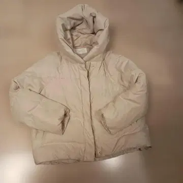 아이보리 후드 부착 페더 50% 다운 50% 자켓 프리 사이즈