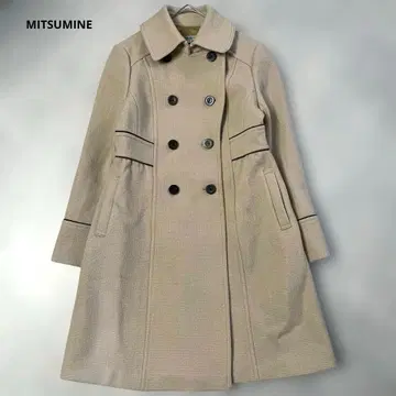 MITSUMINE 울 혼방 베이지 더블 브레스트 코트