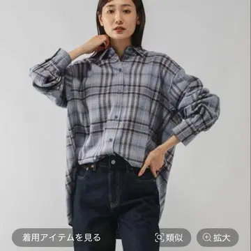 GLOBAL WORK 글로벌 워크/플란넬 체크 셔츠 긴팔 새상품 블루