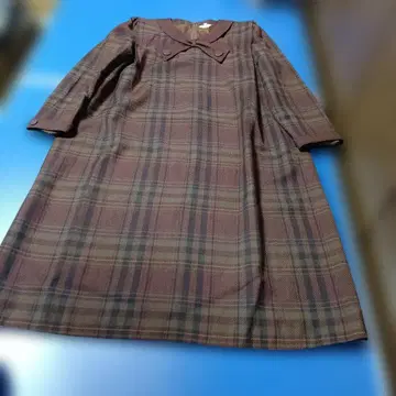 브라운 체크 무늬 긴팔 원피스, 11호, 일본제