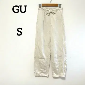 [ GU ] 새상품급 맨투맨 배럴 레그 팬츠 S 내추럴 전체 밴딩 캐주얼