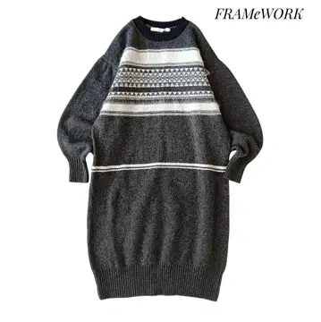 [프레임워크] 자카드 니트 원피스 정가 2.8만 모헤어 혼방 그레이