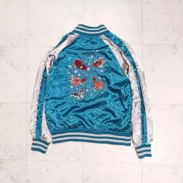 자수 새틴 스카잔 금붕어 벚꽃