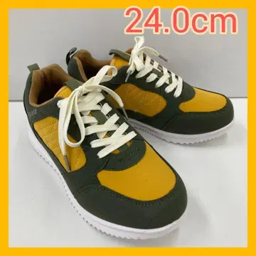 24.0cm 새상품 여성용 경량 컬러 슈즈 화려한 스니커즈 카키