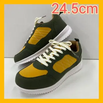 24.5cm 새상품 여성용 경량 컬러 슈즈 화려한 스니커즈 카키