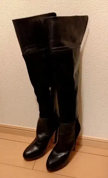 [ 미사용 새상품 ] COMEX 블랙 가죽 니하이 부츠