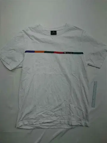 폴 스미스 멀티 컬러 보더 T셔츠 화이트 남성용 L