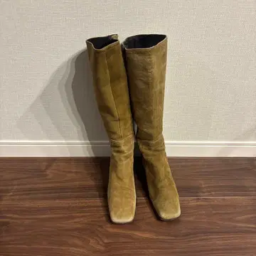 카키 스웨이드 롱 부츠 38