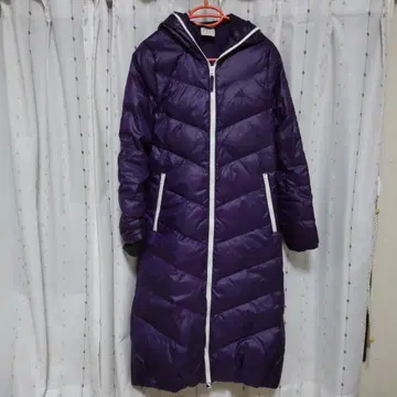 adidas 후드 부착 보라색 롱 다운 자켓
