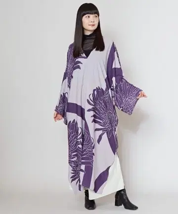 미사용품 와모노야 카야 하나카게 원피스 보라색