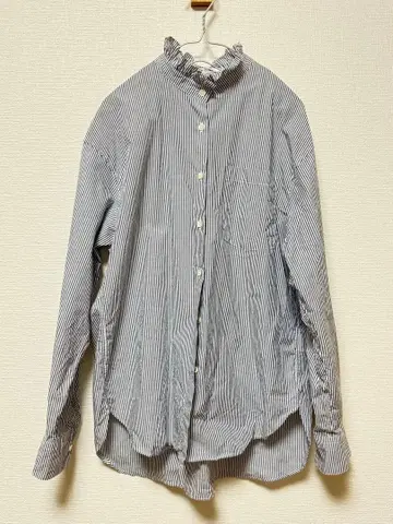 스트라이프 프릴 긴팔 셔츠 F 사이즈