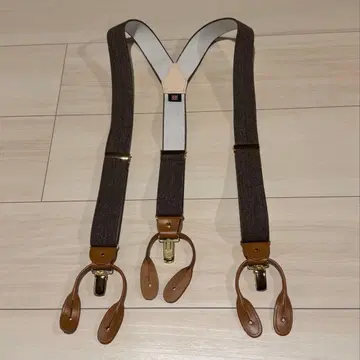 ALBERT SHURSTON 브라운 Y형 서스펜더