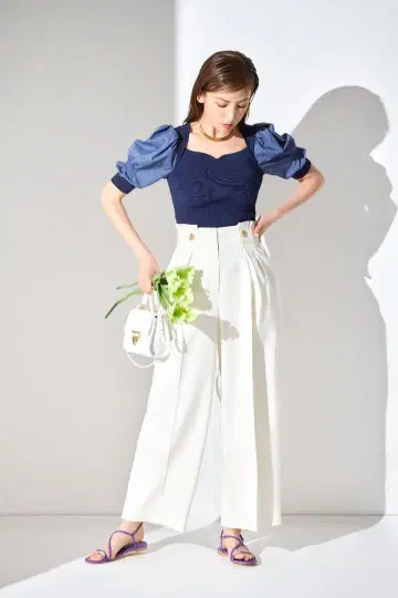 CELFORD 메탈 버튼 와이드 팬츠