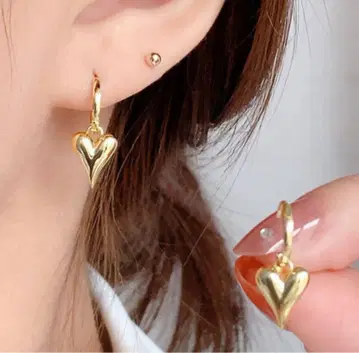 골드 하트형 후프 귀걸이