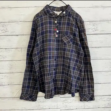 Sevradical 체크 셔츠 면 100% L 파랑 그린 여성용