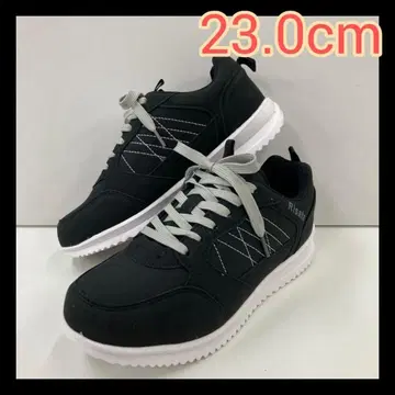 23.0cm 새상품 여성용 경량 컬러 슈즈 화려한 스니커즈 블랙