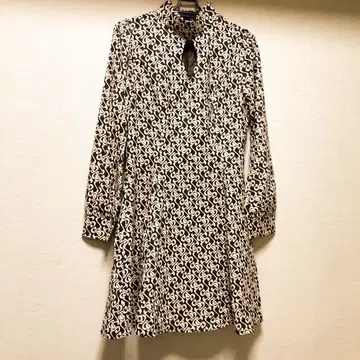 starblinc 레트로 원피스 기하학 패턴 크림 x 브라운 M 사이즈