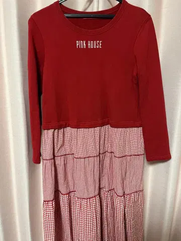 PINK HOUSE 깅엄 패치워크 사용 원피스