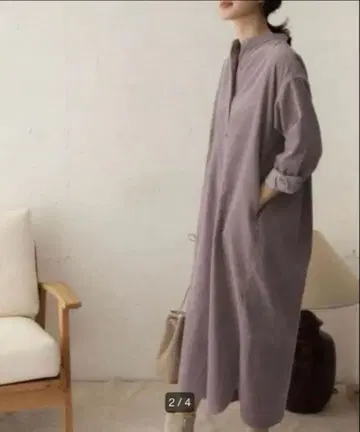 URBAN RESEARCH DOORS 그레이 코듀로이 롱 원피스